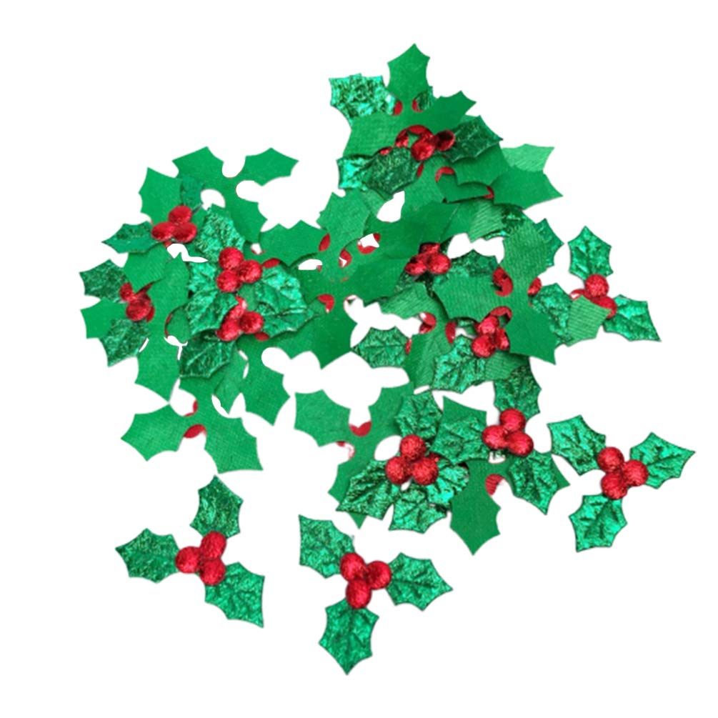 200pcs Holly Berries Embellishments Christmas Holly and Berry Christmas Embellishments, 200 PCS Mini Craft Berry Greens Leaf Sequins Tag and Card Making