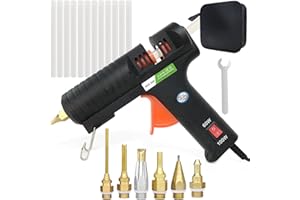 JOJHDR Hot Glue Gun,Full Size High Temperature Glue Gun Kit with 12 Clear Glue Sticks, 60/100W. For Craft School DIY Art Home and Quick Repair -BLACK