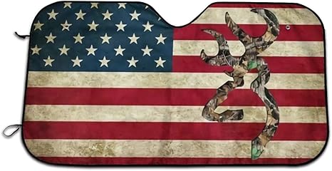 Amazon Com Antfeagor Browning Deer Camo American Flag Webp Auto Windshield Sun Shade Car Front Window Sunshade Uv Protection Double Bubble Foil Jumbo Foldable Sunshade For Car Prevent Your Car From Sun Heat Home