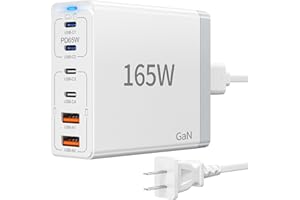 165W USB C Charger Block • 6 Port PD Fast Charging Station • GaN Laptop Wall Plug • 65W Type C Multi Power Adapter Hub Box Br