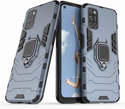 Ougger Funda Oppo A52 Carcasa 2en1 Soporte Para Coche Pc Dura Tpu Suave Silicona Absorcion De Impacto Armadura Kickstand Magnetico Proteccion Extrema Carcasa Trasera De Goma Azul Negro Amazon Es Electronica