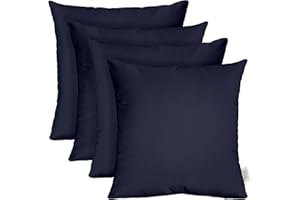 RSH DECOR: Sunbrella Square Throw Pillows Set of 4 | 17" x 17" | Water and Fade-Resistant Performance Fabric | Outdoor Pillow Covers with Down-Alternative Inserts | Canvas Navy Blue