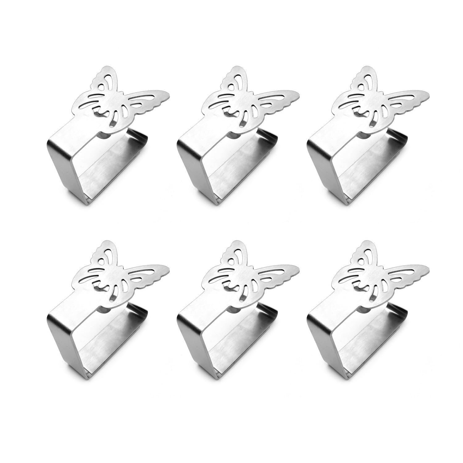 GVSAVY 6 Butterfly Tablecloth Clips, Thickened Stainless Steel Tablecloth Clip, Non Slip Fixed Picnic Table Clip Bracket, Suitable for Outdoor Picnic and Family Gatherings