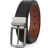 BOSTANTEN Belt Men Leather Reversible Belts for Men 1 3/8" for Casual Golf Dress Pants, Two-in-One Belt Gift
