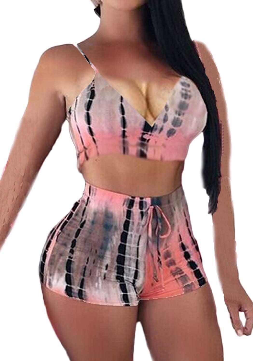 Women's Sexy Bodycon Sleeveless Tank Crop Top Shorts Pant Set Club 2 Piece Outfits Yoga Sports High Waist Tracksuit Set