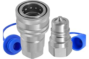 Cplbrb 3/4" Ag ISO 7241-A Hydraulic Quick Connect Couplers with Dust Caps,Quick Disconnect Coupling Poppet Pioneer Style, 3/4" NPT Thread & Body Tractor Hydraulic Coupler-1 Sets