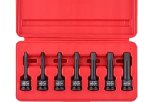NEIKO 01131B 3/8-Inch-Drive Allen Socket Set, 3-Inch Length, 3/8-Inch Impact Hex-Bit Socket Set, SAE Hex Driver 3/16" to 1/2"