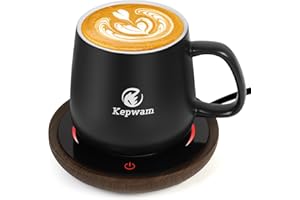 Kepwam Coffee Mug Warmer & Mug Set with 2 Temp Settings, Coffee Cup Warmer with Auto Shut Off, Gravity Induction Smart Coffee Warmer for Desk, Best Office, Birthday, for Women and Men