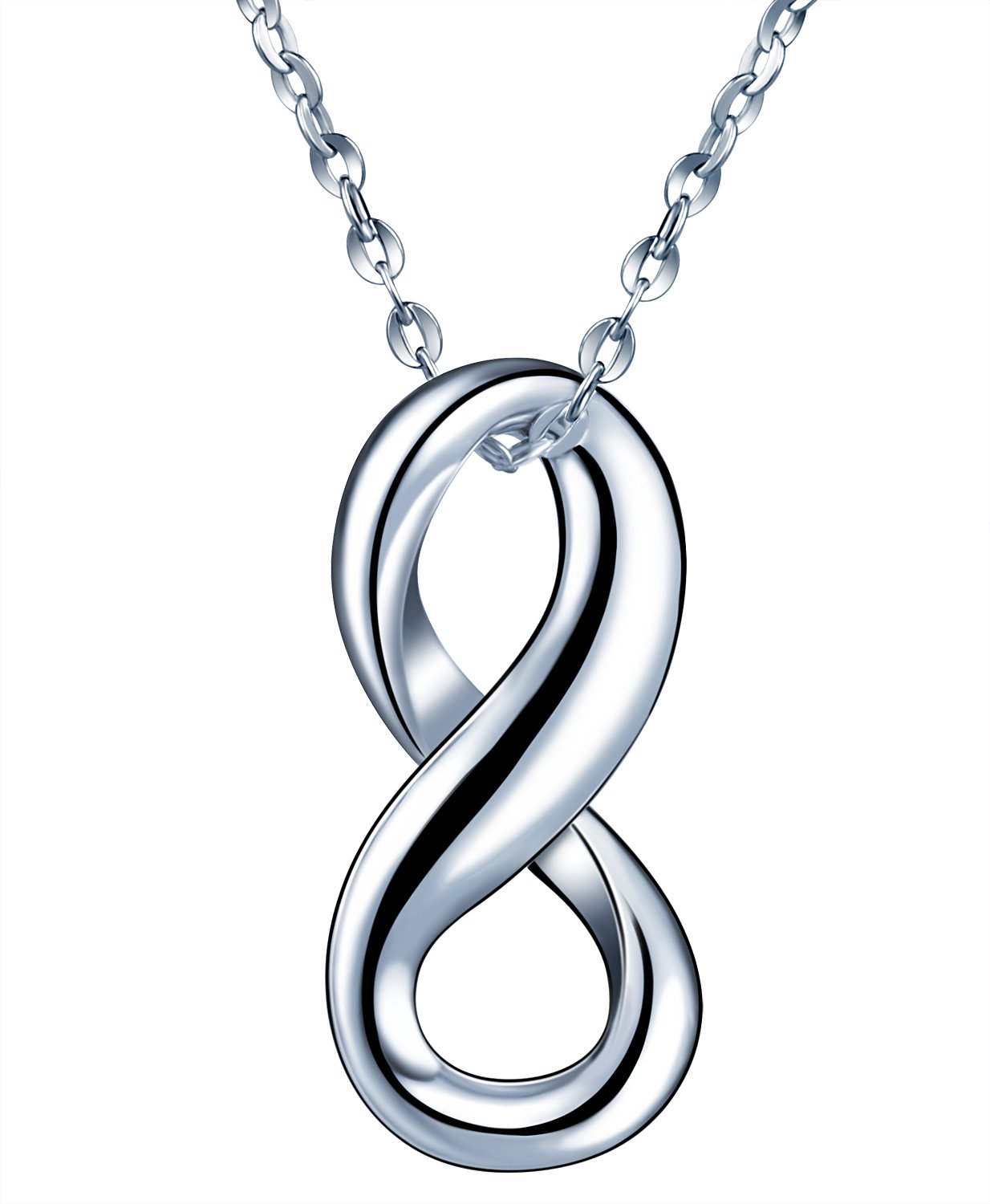 Infinite U Girl's 925 Sterling Silver Simple 8 Shaped Infinity Pendant Extender Necklace