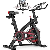 Exercise Bike Stationary, Indoor Cycling Bike with Silent Belt Drive & LCD Monitor for Home Cardio Workout Bike Training
