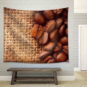 Coffee Border Design - Fabric Wall Tapestry Home Decor - 51x60 inches