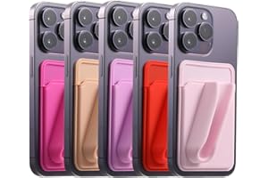 BIAJIYA 5 Pack Lip Gloss Phone Case, Silicone Card Holder for Phone Case with Lipgloss Holder, Adhesive Lipstick Lip Balm Phone Card Holder for iPhone and Android (Pink)