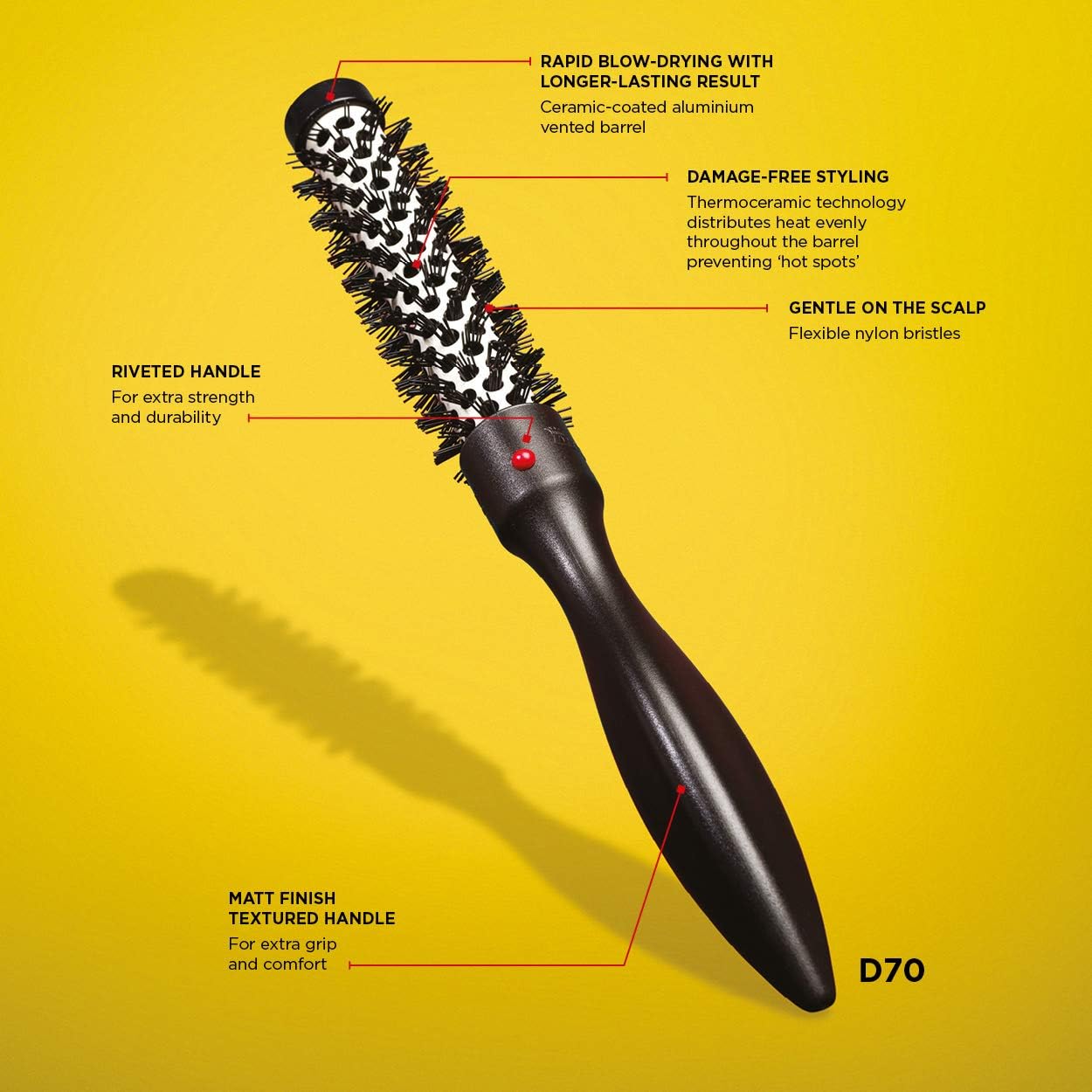 Amazon トリコインダストリーズ デンマンブラシ ホットカーリングブラシシリーズ D70 1本 トリコ インダストリーズ ヘアブラシ 通販