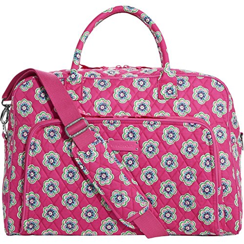 Vera Bradley Women's Weekender Pink Swirls Flowers Duffel Bag
