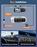 Kussla 3 Channel Dash Cam Front Inside Rear 1080P 64GB Night Vision G-Sensor view 8