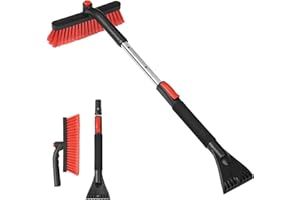 Car Snow Brush with Ice Scraper 33.5 inch for Windshield Windows Extendable Length Rod Car Snow Remover Windshield Snow Scrap