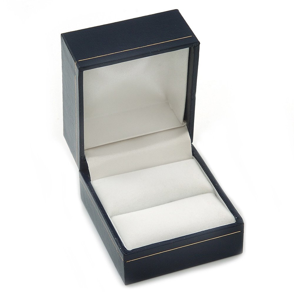Avalaya Dark Blue Leatherette Ring Box
