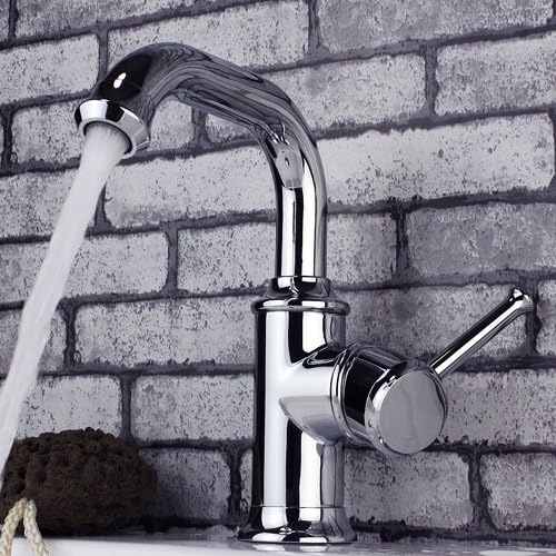 Modern Deck Mountsingle Hole Mixer Taps Sink Faucet Curve Spout Single Lever Control Swivel Spout