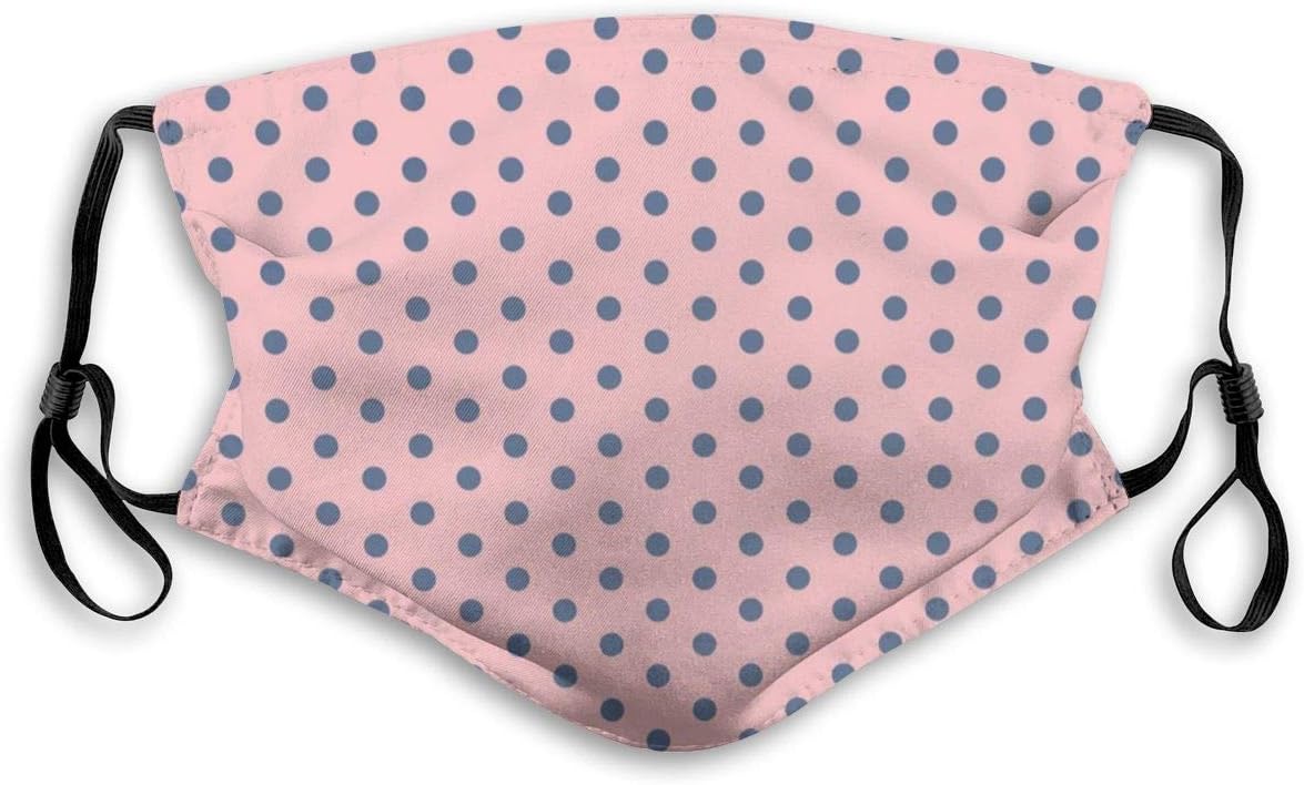 Pink-Black-Polka-Dot Reusable Face Nose Mouth Cover with Adjustable Earloops Dust Mouth Mask for Kids Women Men