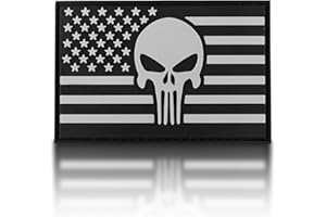 backtime American Flag with Skull Patch PVC Morale Patch, Funny Tactical Patch Morale with Hook and Loop, Military Patch for Backpack, Bag, Coat, Dog Harness, Vest, Hat and Helmet, 3D Rubber Patch