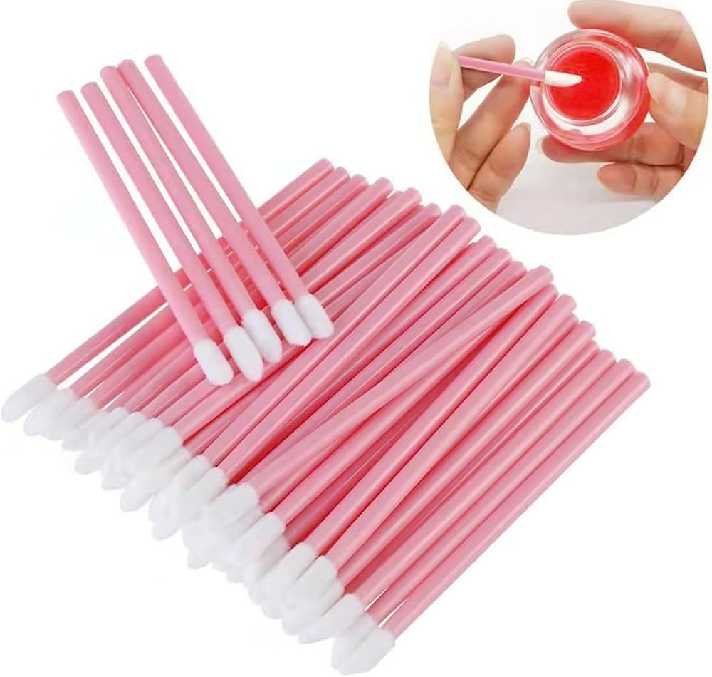 ELESDA 100PCS Lip Applicators Disposable, Lips Wands Lip Brush Applicator Lipstick Brush Lip Gloss Applicator Mascara Brush M