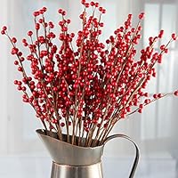 Factory Direct Craft Package of 24 Rich Red Artificial Berry Stems for Holiday and Home Decor