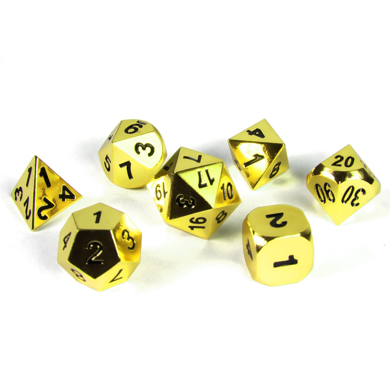 Pen & Paper Polyhedral Dice 7-Piece Metal - Shiny Look (Gold)