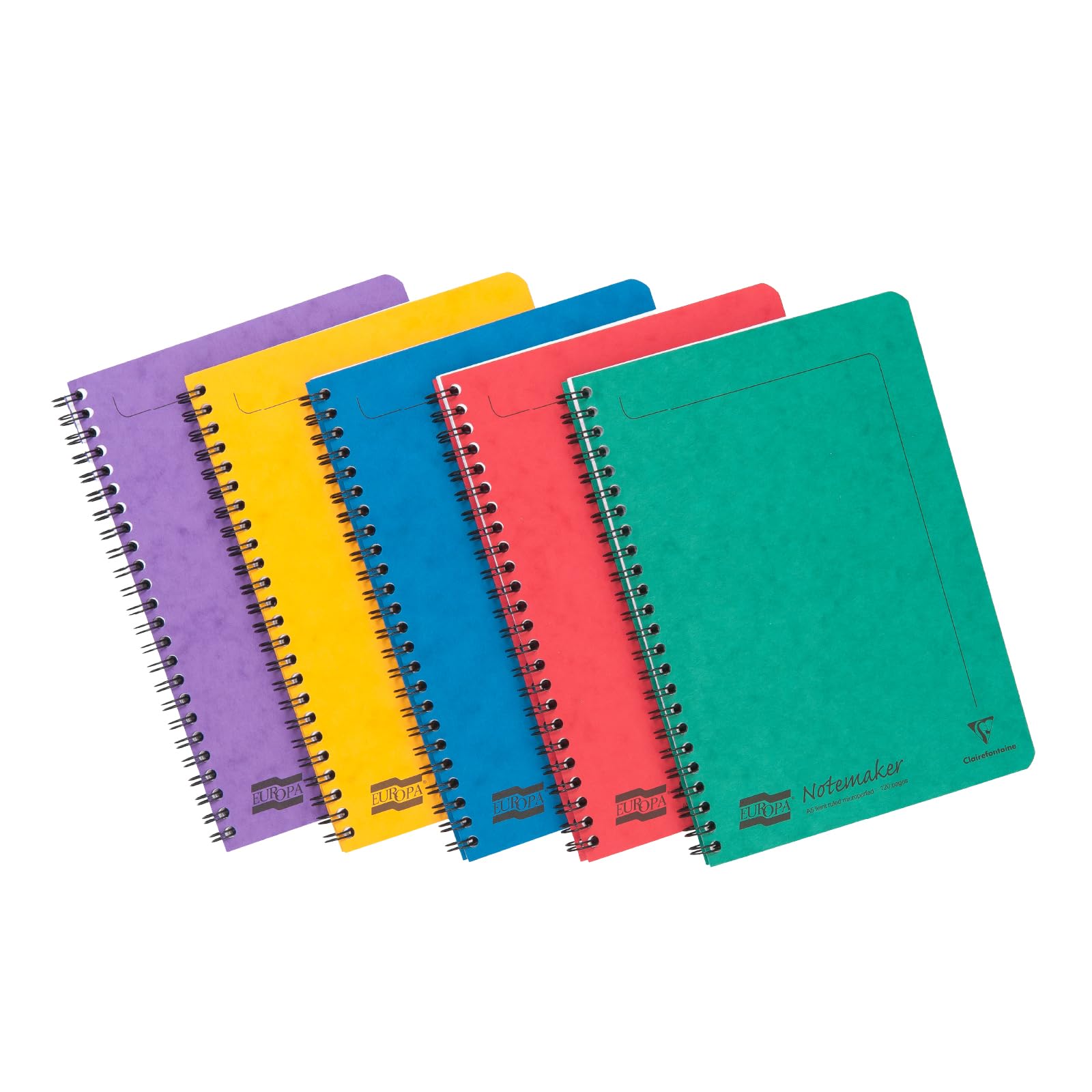 Clairefontaine 4850Z Set of 10 Notemakers Europa Spiral Notebooks - A5 14.8x21 cm - 120 Detachable Ruled Pages - 90 g White Paper - Glossy Card Covers - Random Colours