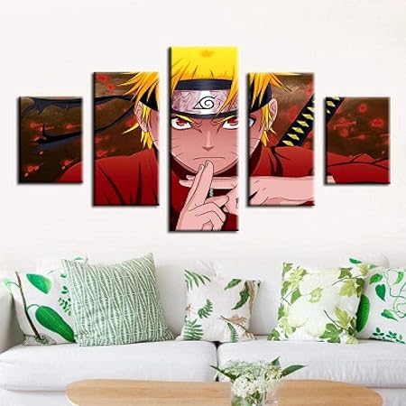 Amazon Nc69 5枚キャンバス壁画額縁5パネル日本アニメナルトサスケ額縁アニメーション壁画キャンバス 絵画hdプリントモジュラーポスターリビングルームの家の装飾アートワーク ウォールステッカー オンライン通販