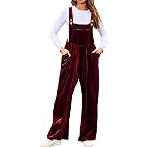 BerryGo Casual Velvet Sleeveless Loose Jumpsuits Dressy One Piece Wide Leg Overalls Long Pant Rompers For Women