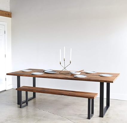 Homey Essense Metal Wooden Dining Table With Bench For Dining