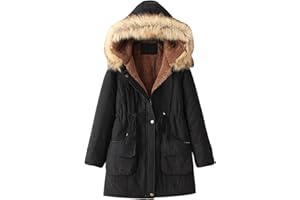 LUWITA Winter Coats for Women Plus Size Thick Warm Jackets Hooded Padded Outerwear Long Sleeve Puffer Down Jacket Coat