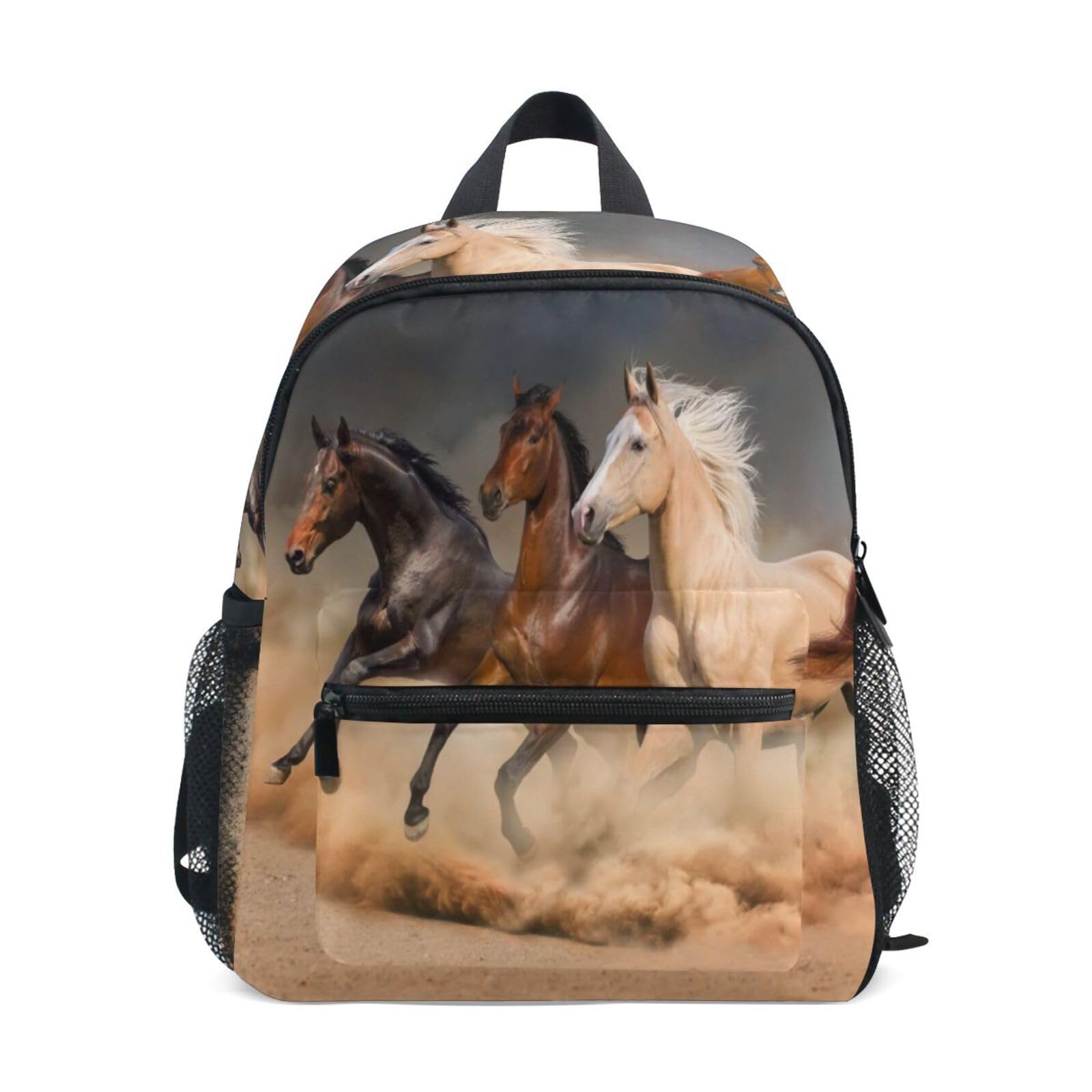 ISAOA Running Herd Horse Children's Backpack for Boys Girls,Kid's Schoolbag for Kindergarten Preschool Toddler Baby Nursery Travel Bag with Chest Clip