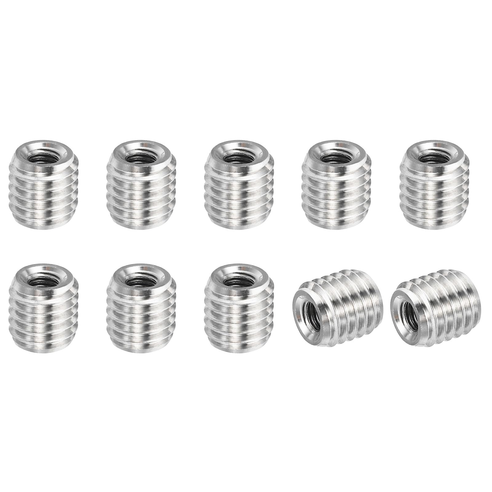 PATIKIL 304 Stainless Steel Thread Adapters Sleeve Reducing Nut, 10 Pcs M10x1.5 Male to M5x0.8 Female Repair Insert Nut Screw Reducer 10mm