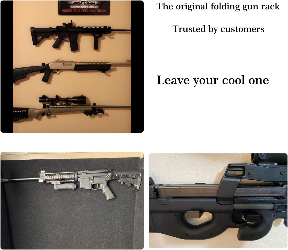 Linidi Gun Rack Wall Mount Rifle Display Storage Organization Hangers Unique Folding Rack Shotgun Hooks | Gun Safe Wall Garage | Gun Room Mounting: Sports & Outdoors