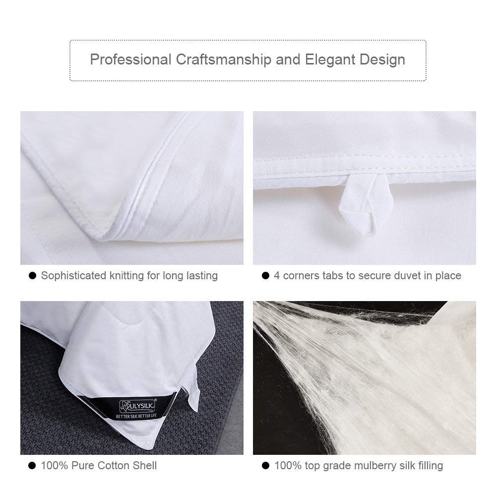 Lilysilk Silk Comforter Washable Cotton Covered Filled with 100 Percent