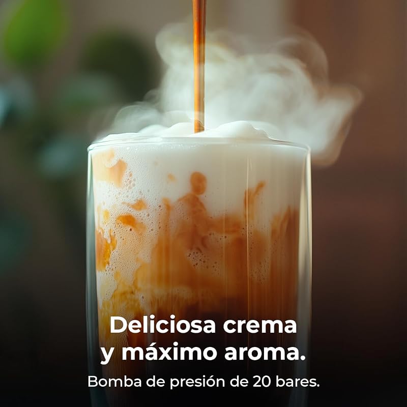 Cecotec Semi-automático Power Espresso 20 Cream Coffee Maker, 20 Bares, Aquecimento Thermoblock, Adequado para Café Moído, Espresso, Cappuccino e Latte, Touch Screen, Tanque de Leite de 700ml e 1L de Água