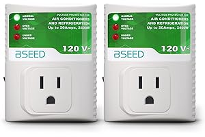 BSEED Surge Protector, Surge Protector Outlet for Refrigerator, Wall Power Voltage Protector Plug in for TV, Computer, Washing Machine, Freezer and Home Appliances, 120VAC, 20Amp, 2400Watts, 2 Pack