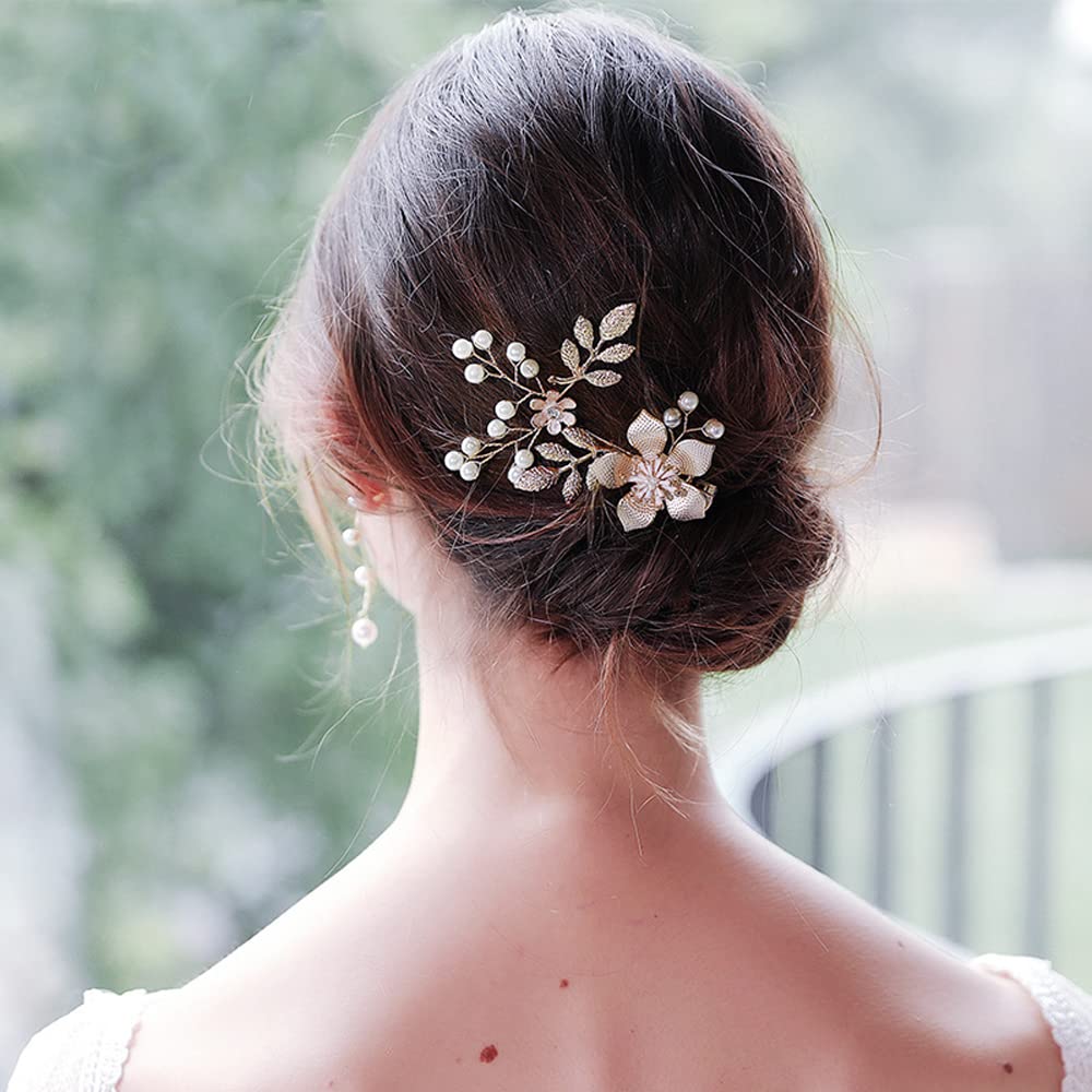 BSLVWG Hair Clip Rhinestone Bridal Hair Accessories Silver Flower Hair Clip for Bride Bridesmaid Handmade Flower Hair Pins Head Pieces for Women and Girls wedding Hair Piece