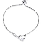 ixluck Moon Stone Infinity Link Bracelet Anklet for Women Her Charm Adjustable Chain Birthday Mother's Day Anniversary Jewelry Gift for Wife Girlfriend