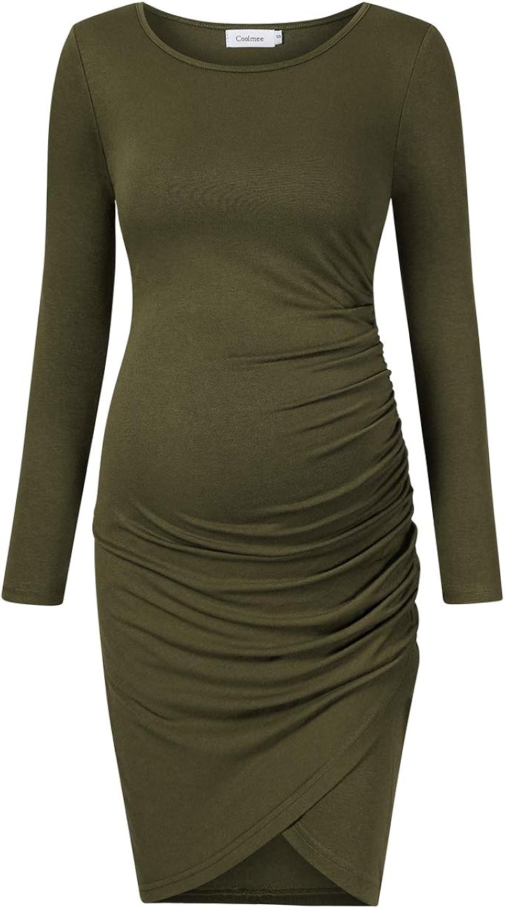 Coolmee Womens Maternity Dresses Casual Ruched Short Sleeve Irregular Bodycon Mini Dress for Women at  Women’s Clothing store