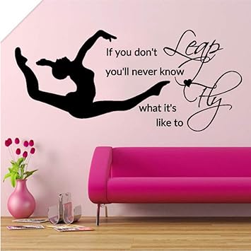 Leap Fly Girl Dormitorio Calcomanía Gimnasia Vinilo Pegatinas Muraux