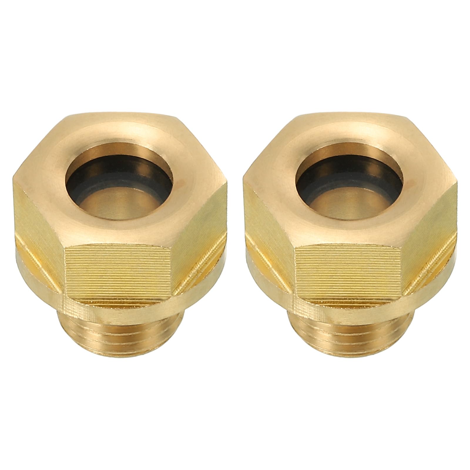 PATIKIL Air Compressor Oil Sight Glass, 2 Pack M10x1 Male Thread Brass Oil Liquid Level Gauge Air Compressor Parts with O-Ring