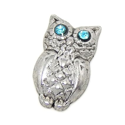 Jewelry Monster Owl W Aquamarine Crystal Eyes For Floating Charm Lockets 301