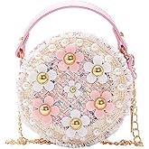 Hjkiopc Pearl Lovely Girl Bag Round Pearl Chain Bag Handbag Cute Suitable for Girls
