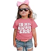BOUTIKOME Big Sister Shirts for Toddler Baby Girl in My Big Sis Era T-Shirt Summer Tees Announcement Outfit Short Sleeve Tops