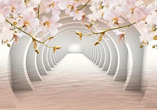 Amazon Co Jp 壁の壁画トンネルオレンジ色の花xxl写真の壁紙 壁画 モチーフの壁紙 シルク壁紙水 150x105 Cm 59 05x41 33インチ ホーム キッチン