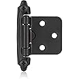 Vallecloud 4 Pack (2 Pair) Matte Black Self Closing Cabinet Hinges for Flush Mount Kitchen Cabinet Door, 1/2" Overlay (Variable) Face Frame Semi Concealed Kitchen Cabinet Hinges