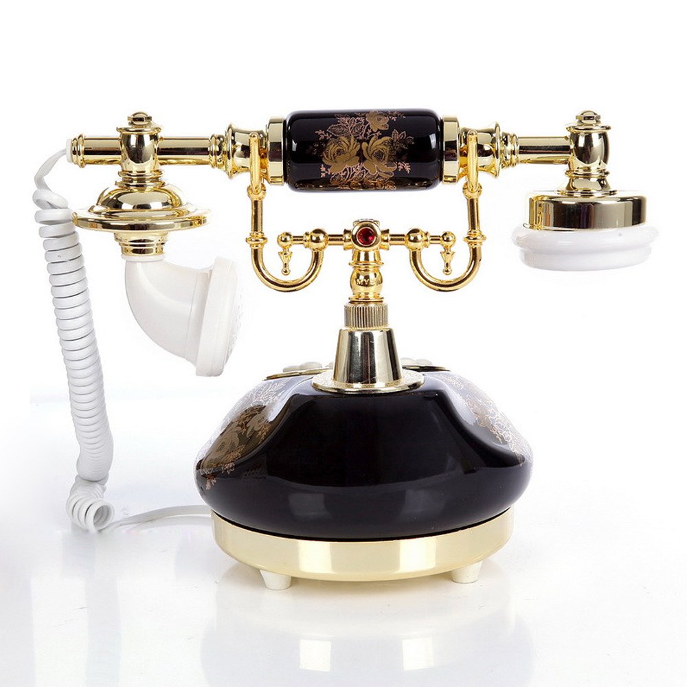 TelPal Corded Old Fashion Antique Landline Telephone Decor 1960, Wired Vintage Home Office Telephone Decor System, Ceramic Retro Caller ID Phone Set