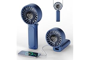 Handheld Portable Fan, 4000mAh, Rechargeable Personal Fan, 180° Foldable Mini Desk Fan with 6 Wind Speed, LCD Digital Display